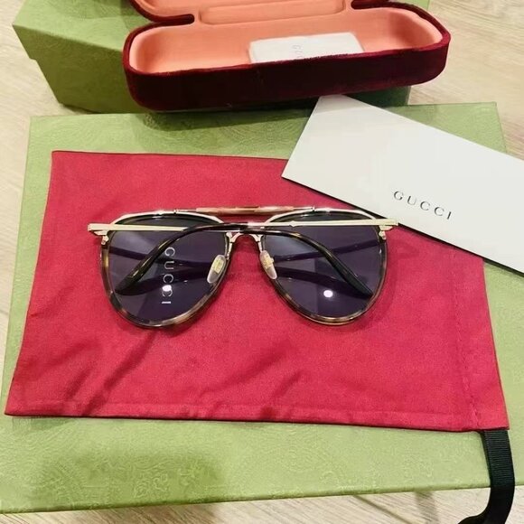 NIB Authentic Gucci Aviator Havana Blue Sunglasses - Picture 4 of 5